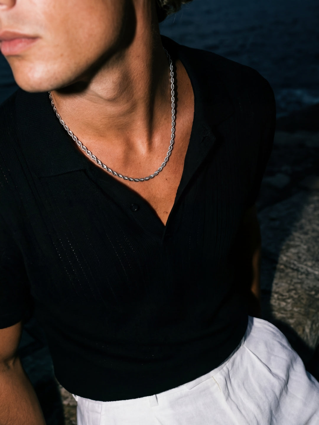 Rope Chain 3MM sterling silver men close up SOC.BCLUB