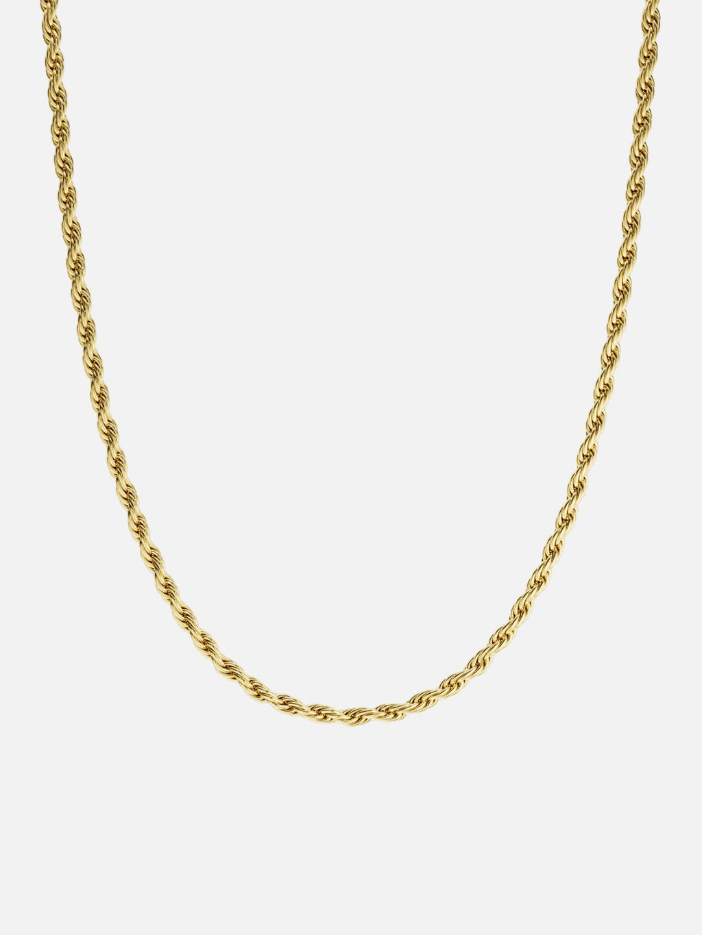 Rope Chain 3MM 18K gold men necklace waterproof SOC.BCLUB
