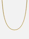 Rope Chain 3MM 18K gold men necklace waterproof SOC.BCLUB