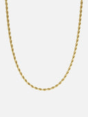 Rope Chain 3MM 18K gold men necklace waterproof SOC.BCLUB